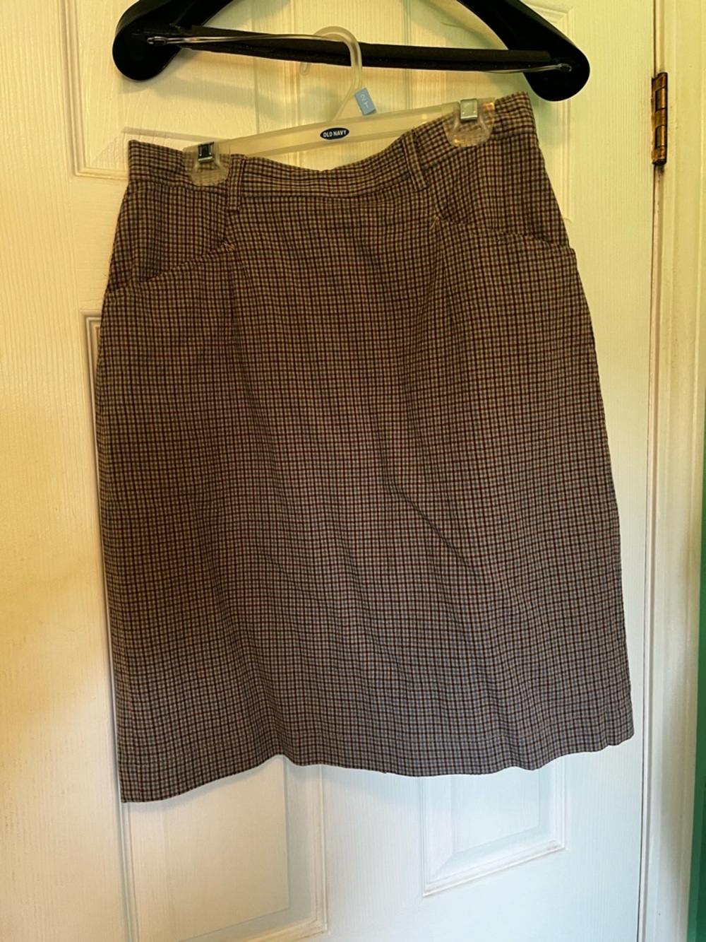 Casual Corner Brown Checked Pencil Skirt